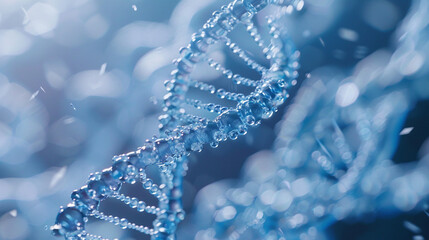 Biomedical research in genetics and drug development, close-up on genetic sequencing, molecule model