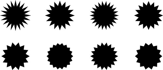 Fototapeta premium Promo sale starburst or sticker of sunburst label icon. Vector black star price tag or quality mark badge template design