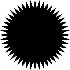 Promo sale starburst or sticker of sunburst label icon. Vector black star price tag or quality mark badge template design