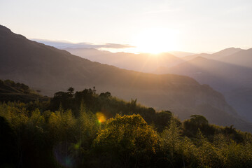 Sunrise over the mountain landscape