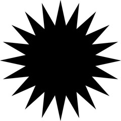 Promo sale starburst or sticker of sunburst label icon. Vector black star price tag or quality mark badge template design