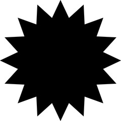 Promo sale starburst or sticker of sunburst label icon. Vector black star price tag or quality mark badge template design