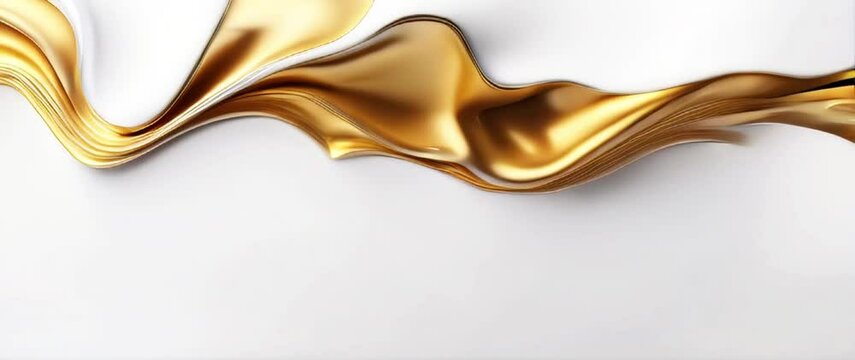 white and gold paint moves on a white background, liquid abstraction. 
