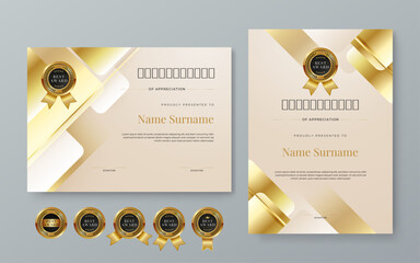 Beige gold and white vector modern luxury certificate corporate template design. For appreciation, achievement, awards, education, competition, diploma template