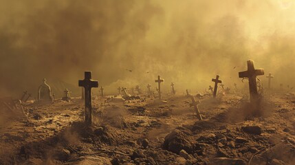 Battlefield Graveyards: The Aftermath of Conflict and conceptual metaphors of The Aftermath of Conflict - obrazy, fototapety, plakaty