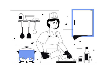 The_Head_Chef_Is_Cooking_Outline_Illustration