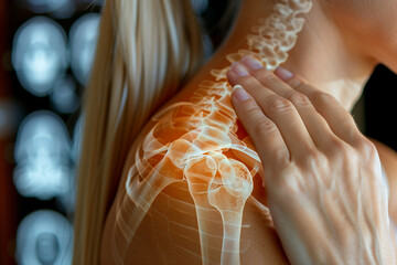 X-ray view of woman's shoulder with shoulder pain
