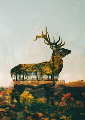 deer in double exposure