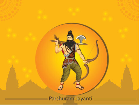 Parasuram Jayanti is celebrated to festival for Hindu celebration background with in hindi font bhagwan parshuram.
