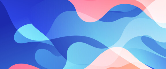 Pink and blue minimalist abstract gradient simple banner with wave shapes. Vector design layout for presentations, flyers, posters, background, annual report, invitations
