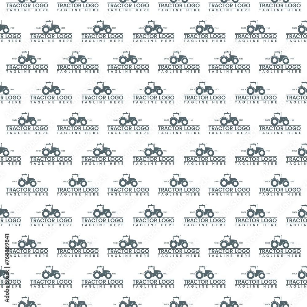 Poster tractor pattern repeat seamless isolated on white background