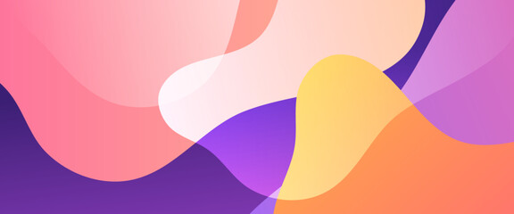 Fototapeta na wymiar Pink orange and purple violet vector gradient modern and simple abstract banner with waves shapes. Vector design layout for presentations, flyers, posters, background, annual report, invitations