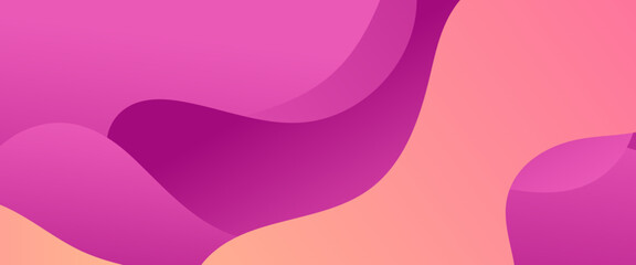 Pink and purple violet vector simple minimalist style abstract gradient banner design with waves and liquid shapes. Vector for presentations, flyers, posters, background, annual report, invitations