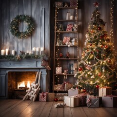 A beautifully decorated Christmas tree stands in a living room.