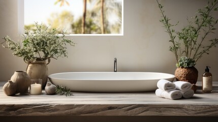 Bathroom interior with natural elements