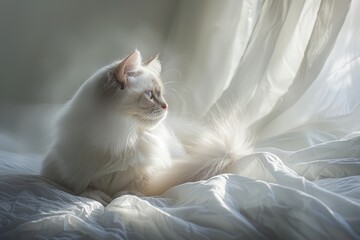 The fluffy Ragdoll cat peacefully naps in soft light experiencing pure serenity in its slumber, Generated by AI.