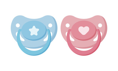 Baby's dummy. Pacifier icon set isolated on white background. Vector illustration