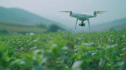 Modern farm with the use of agricultural technology, drones, and precision farming, High-Tech Farming.