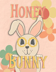 Honey bunny 70s themed illustration 