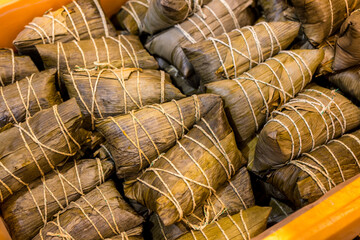 Sticky rice dumpling selling in the wet market