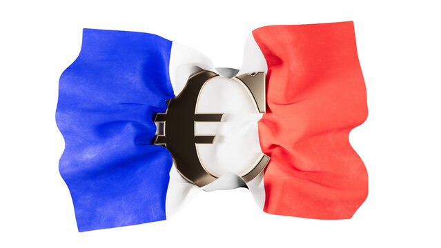 Vivid French Tricolor with Bold Euro Symbol Cutout Over a Black Backdrop