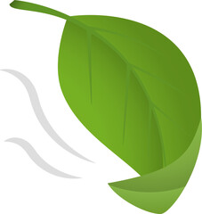 green leaf icon in wind