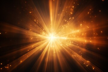 Fototapeta na wymiar Golden rays of light burst in the dark background