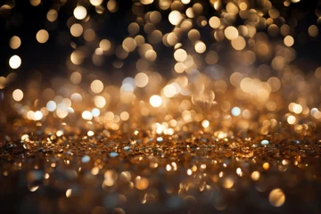 Foto auf Alu-Dibond Golden glitter sparkles on a black background © Du