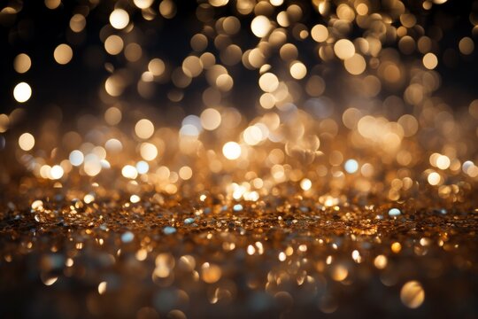 Golden glitter sparkles on a black background