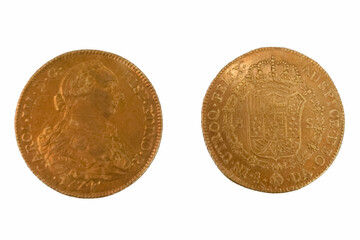 coin, gold, metal, means of payment, finance, round, spain, vint