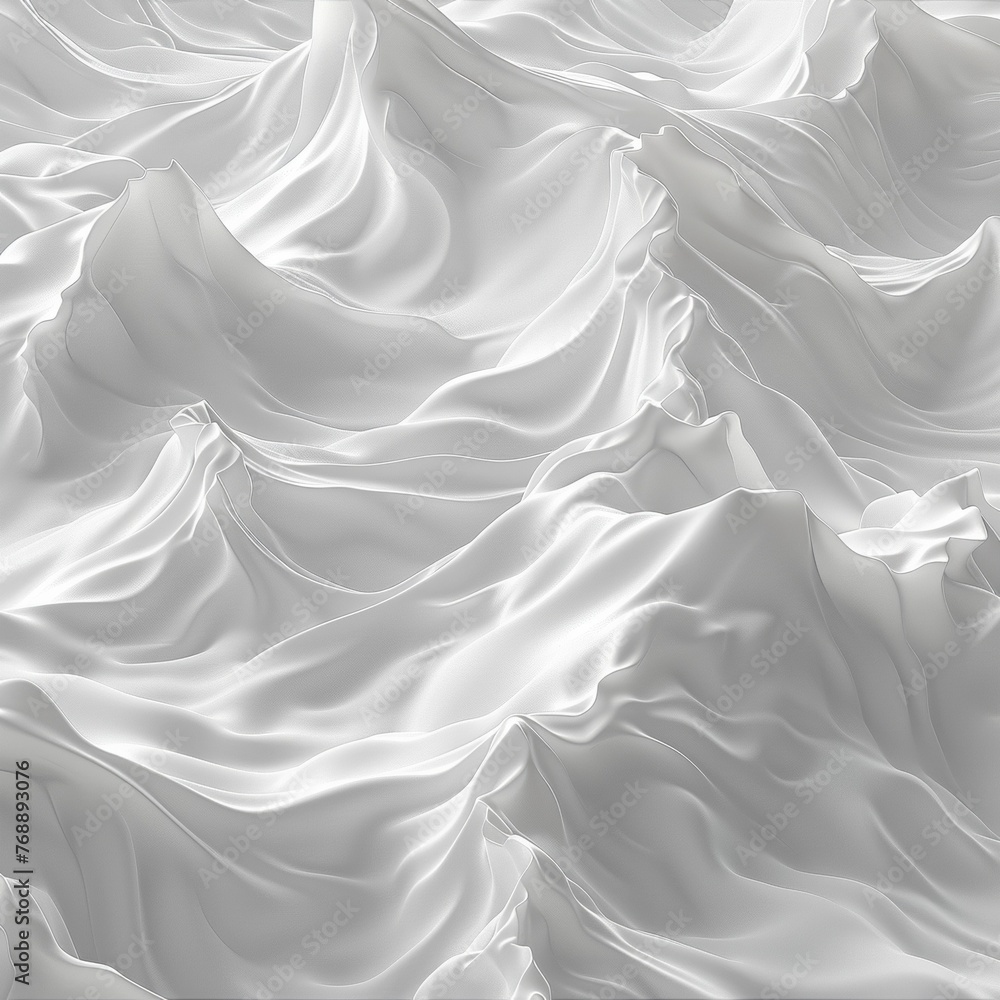 Poster a white silk background with a soft and elegant wave pattern, creating a stylish and artistic atmosp