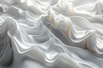 Smooth silk fabric with luxurious waves, showcasing elegance and softness in a white and creamy palette. - obrazy, fototapety, plakaty
