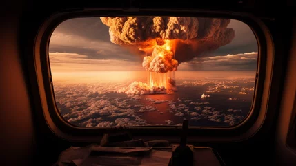 Fotobehang Nuclear explosion seen from airplane window © Du