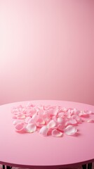 Obraz na płótnie Canvas Pink rose petals on pink background, valentine concept.