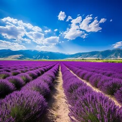 Field of lavender under blue sky