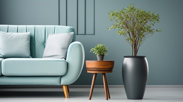 Blue and Green Living Room Interior Design