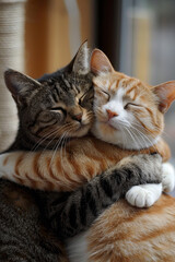 Naklejka na ściany i meble Love among cats, they are always inseparable 