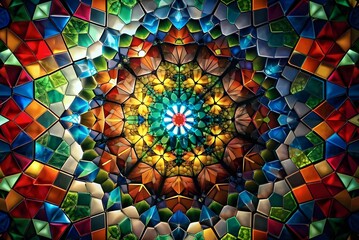 Colorful Geometric Kaleidoscope Pattern Symmetry Abstract Art