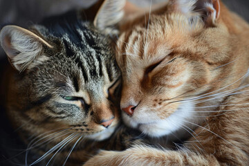 Love among cats, they are always inseparable
