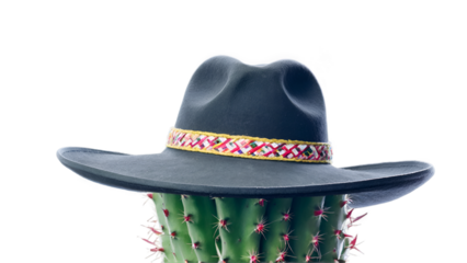 Cactus in a sambrero hat, Mexican , real illustration, png on transparent background