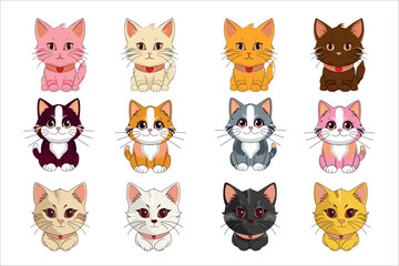 Fototapeta premium Cute and adorable cat illustrations can be used for t-shirts, icons and various others