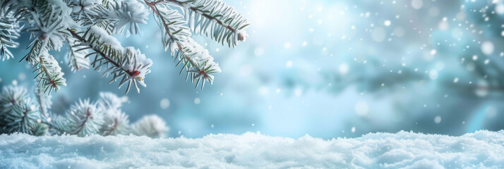Snow background, with snowflakes falling on the ground,Winter christmas  snow background with snowdrifts, banner - obrazy, fototapety, plakaty