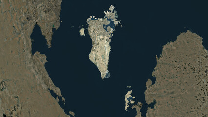 Bahrain highlighted. High-res satellite map