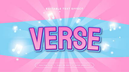 Blue white and pink verse 3d editable text effect - font style