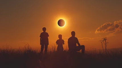 Foto op Aluminium Father and children watching the eclipse © tiagozr