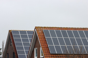 Roofs with solar panels.
