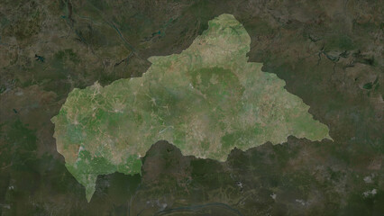 Central African Republic highlighted. High-res satellite map © zelwanka