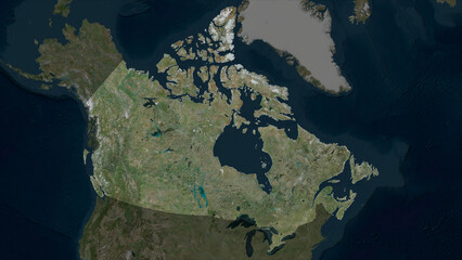 Canada highlighted. High-res satellite map