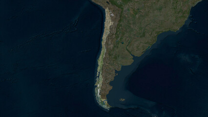 Chile highlighted. High-res satellite map