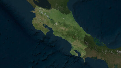 Costa Rica highlighted. High-res satellite map